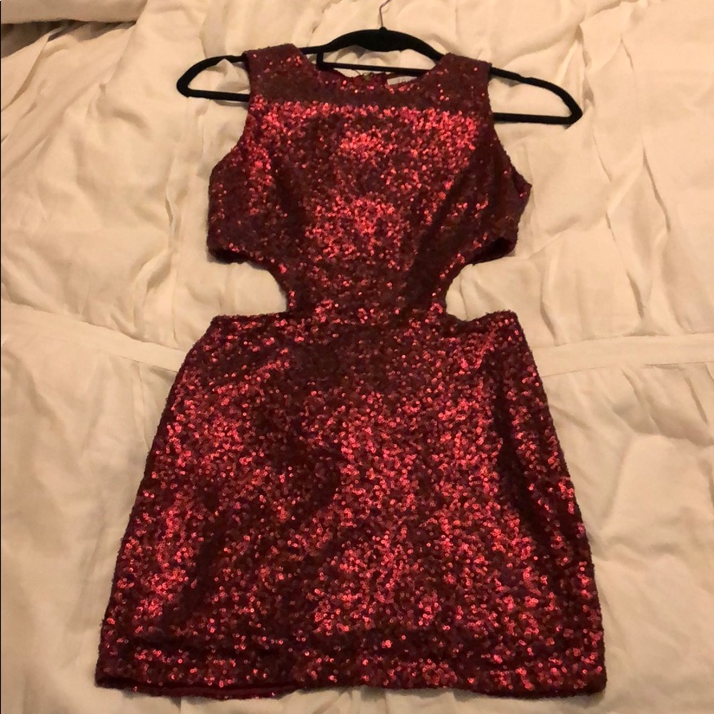 Red Sequin Dress Side Cutout (holidays, parties)